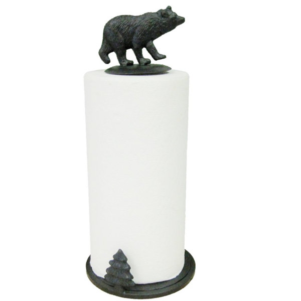 Millwood Pines Baez Metal Black Bear Freestanding 15" Paper Towel